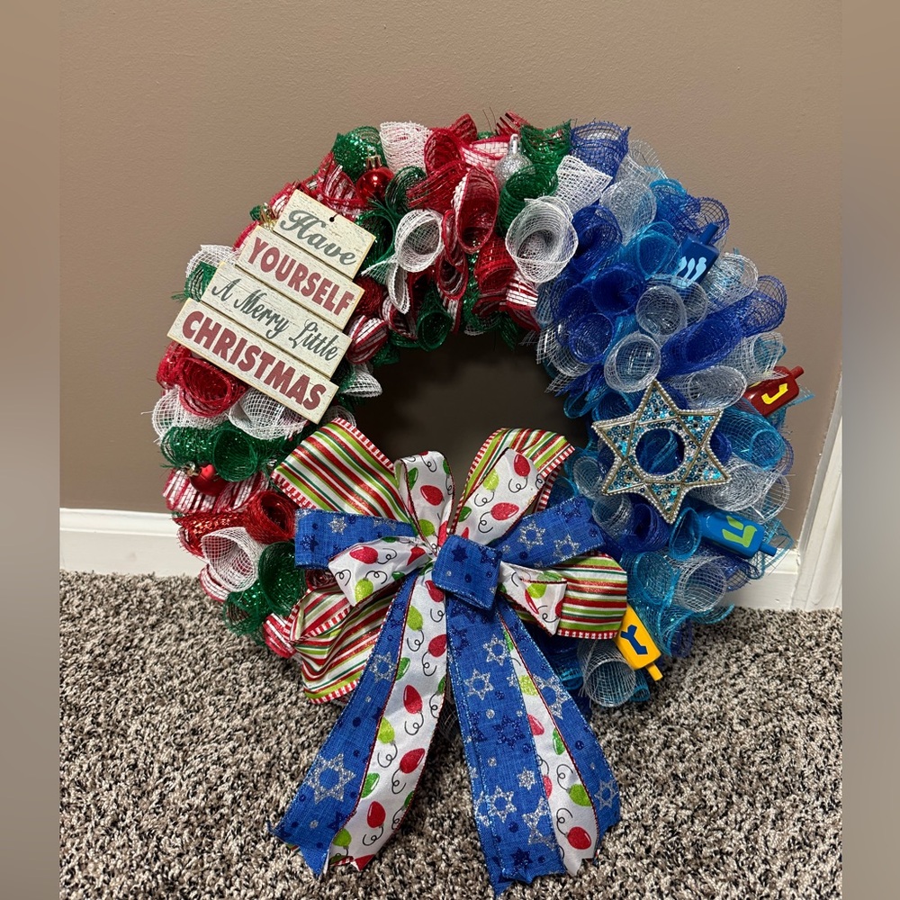 Christmas & Hanukah handmade wreath